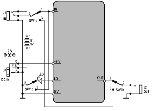 Схема коммутации выводов платы MXR Phase 90