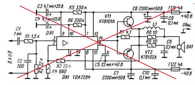 Схемы УНЧ на TDA7293, TDA7294 мощностью 200 Вт