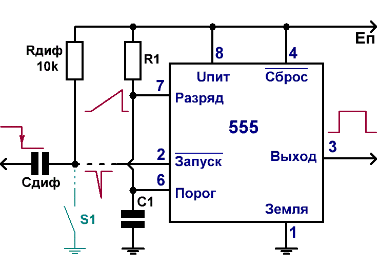 Генератор с изменяемой скважностью на КМОП таймере 555